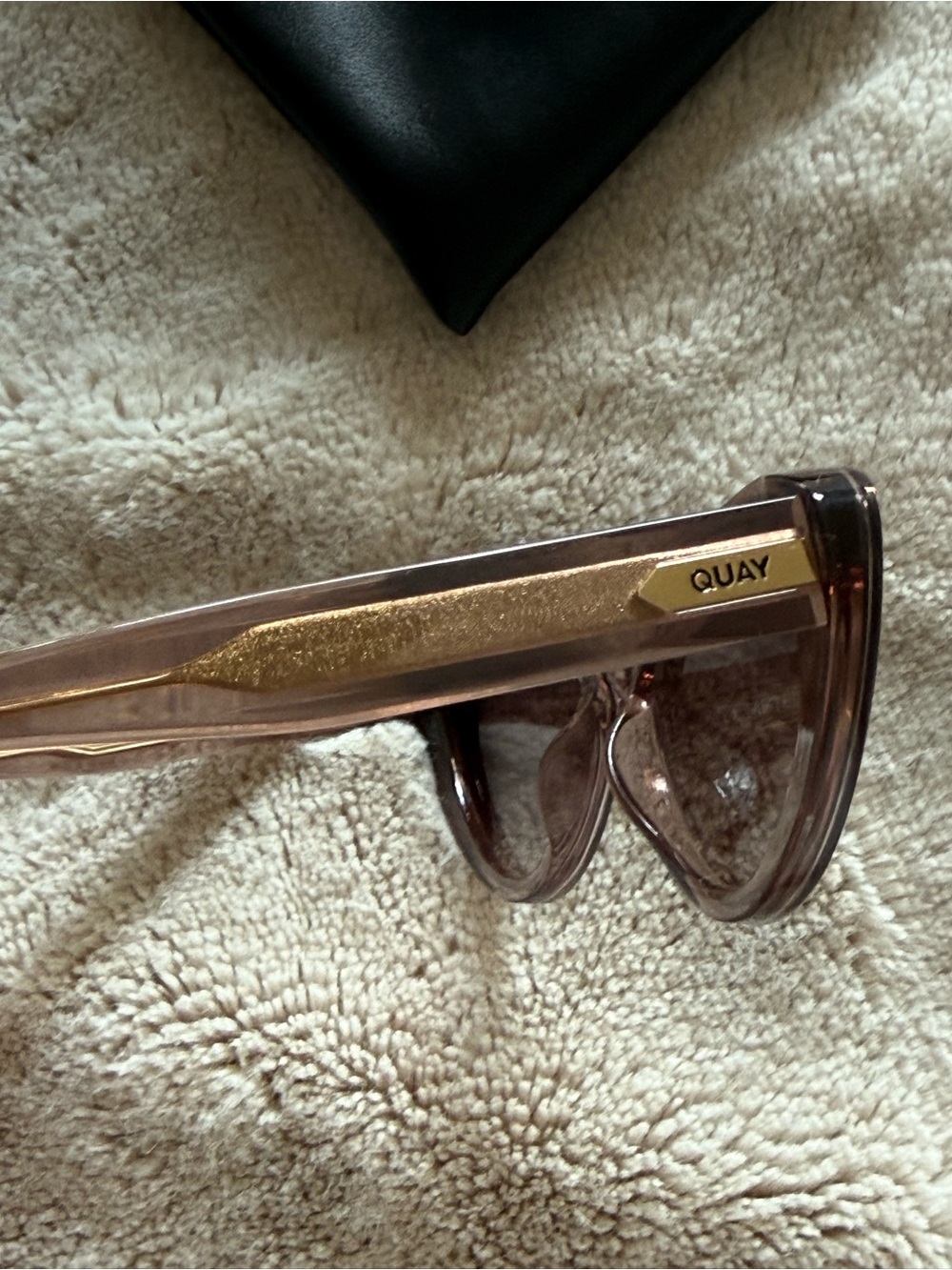 Quay Australia Cat Eye Sunglasses - Tempted Brown rose tone Translucent Frame - Picture 6 of 7